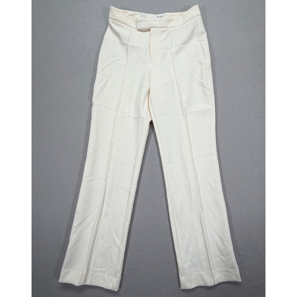 Nine West Womens Pants Wide Leg Cream White Seamed Stretch Size 4
